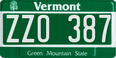VT license plate ZZO387