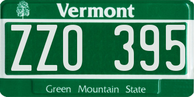 VT license plate ZZO395