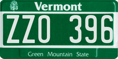 VT license plate ZZO396
