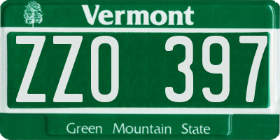 VT license plate ZZO397