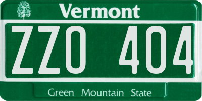 VT license plate ZZO404