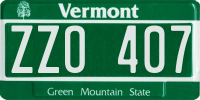 VT license plate ZZO407