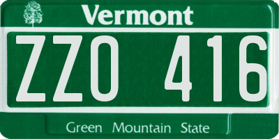 VT license plate ZZO416