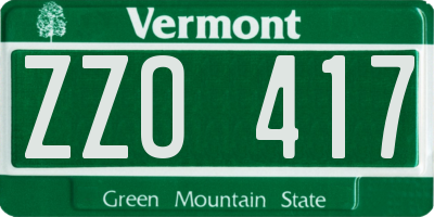 VT license plate ZZO417