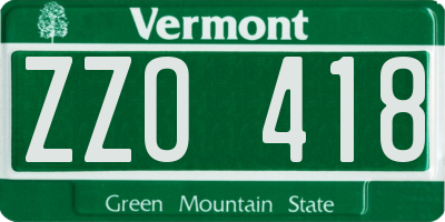 VT license plate ZZO418