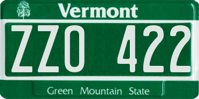 VT license plate ZZO422