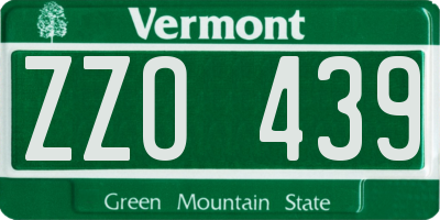 VT license plate ZZO439
