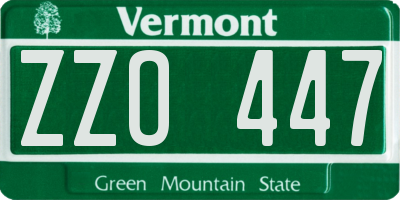VT license plate ZZO447