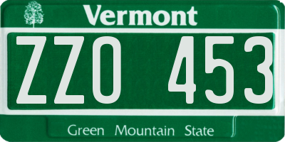 VT license plate ZZO453