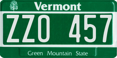VT license plate ZZO457