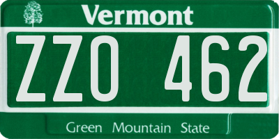 VT license plate ZZO462