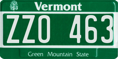 VT license plate ZZO463