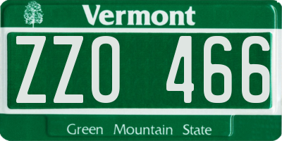 VT license plate ZZO466