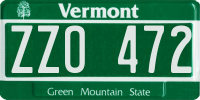 VT license plate ZZO472
