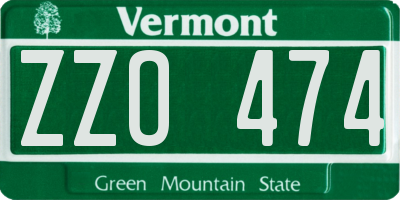 VT license plate ZZO474