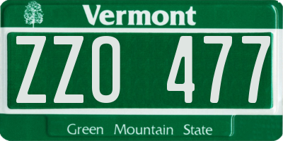 VT license plate ZZO477