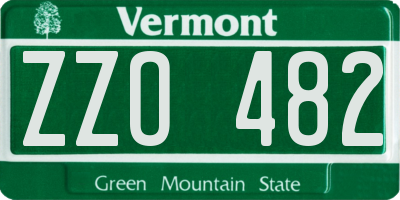 VT license plate ZZO482