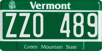 VT license plate ZZO489