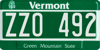 VT license plate ZZO492