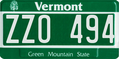 VT license plate ZZO494