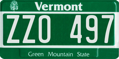 VT license plate ZZO497