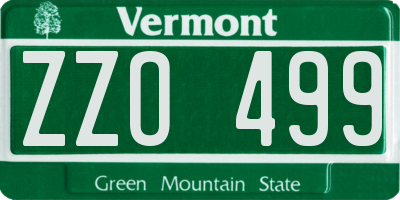 VT license plate ZZO499