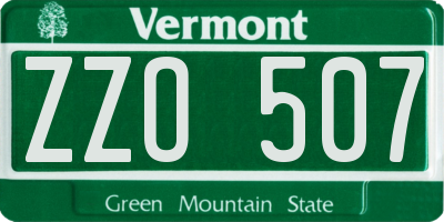 VT license plate ZZO507