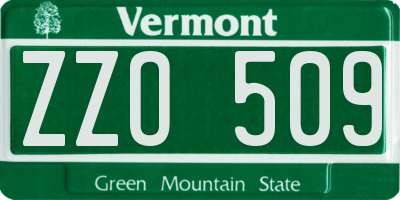 VT license plate ZZO509