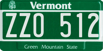 VT license plate ZZO512