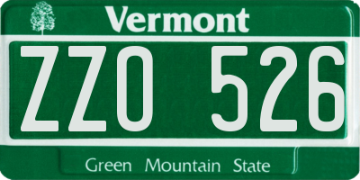 VT license plate ZZO526
