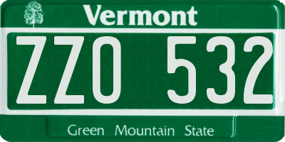 VT license plate ZZO532