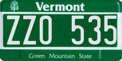 VT license plate ZZO535