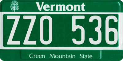 VT license plate ZZO536