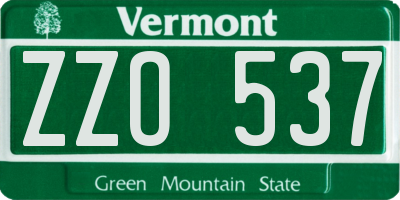 VT license plate ZZO537
