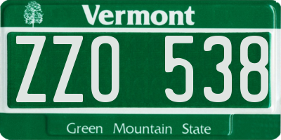 VT license plate ZZO538