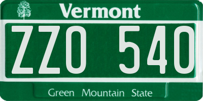 VT license plate ZZO540