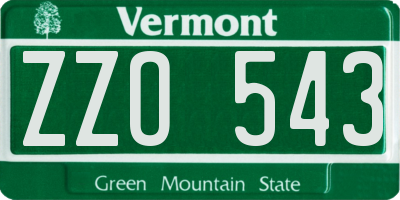 VT license plate ZZO543