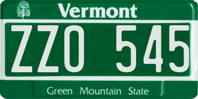 VT license plate ZZO545
