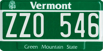 VT license plate ZZO546