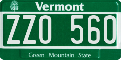 VT license plate ZZO560