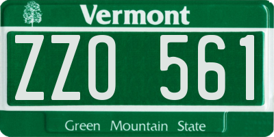 VT license plate ZZO561