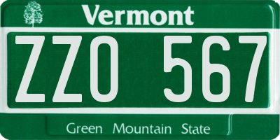 VT license plate ZZO567
