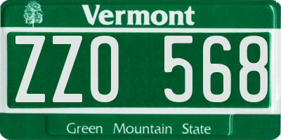 VT license plate ZZO568