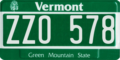 VT license plate ZZO578