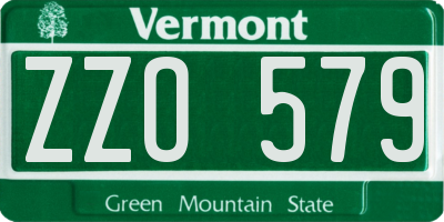VT license plate ZZO579