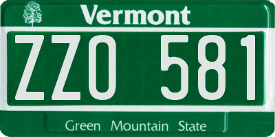 VT license plate ZZO581