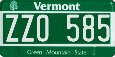 VT license plate ZZO585