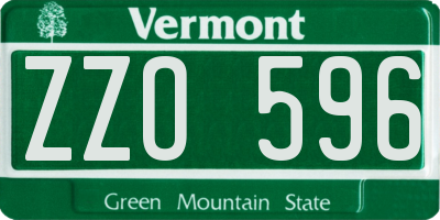 VT license plate ZZO596