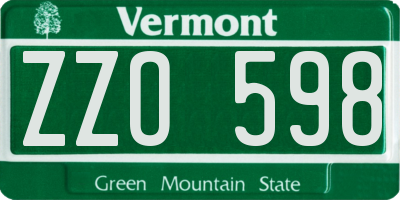 VT license plate ZZO598