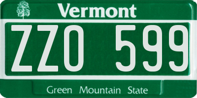 VT license plate ZZO599